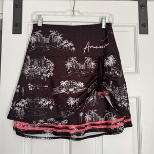 Black and White Graphic Skirt with Pink Accents